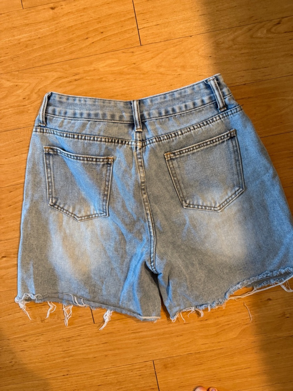 SHEIN Light Blue High-Rise Cutoff Denim Shorts - Picture 2 of 2